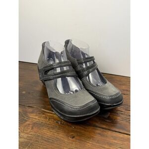 J-41 Kyoto Shoes Womens Size 9.5 Gray Black Mary Jane Wedge Comfort Casual